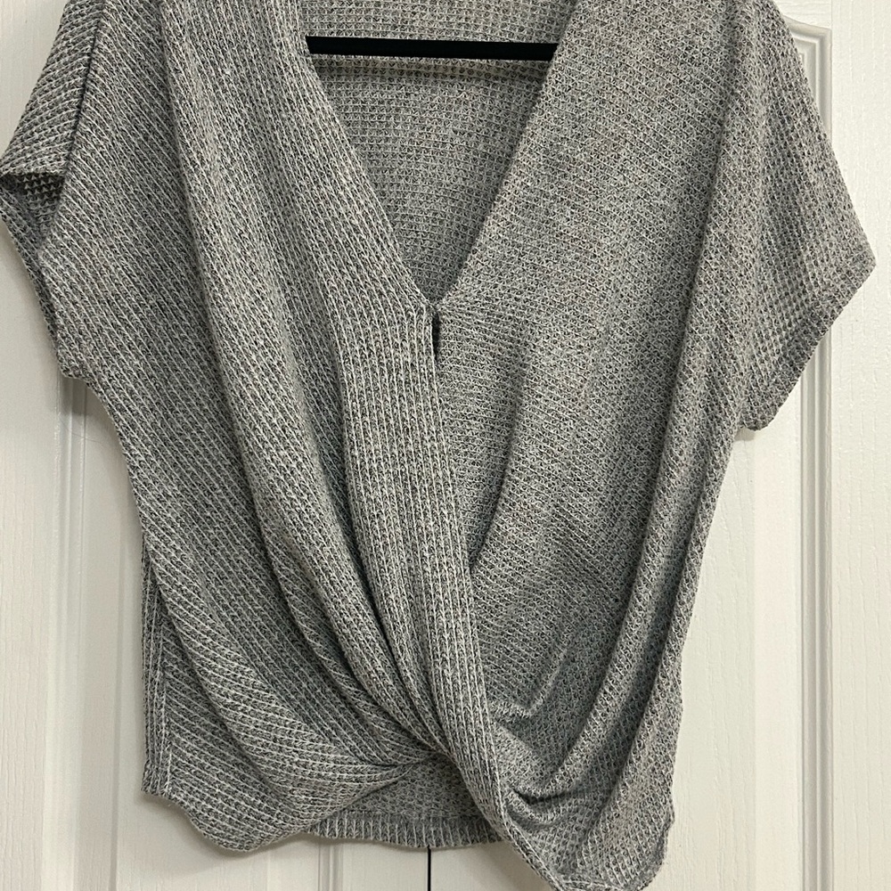Lush Gray Waffle Knit Top